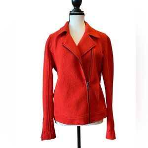 Tahari scarlet red wool blend moto jacket Size S